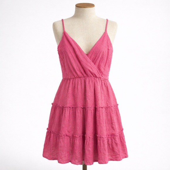 Blue Rain Dresses & Skirts - Polka Dot Fairy Tiered Mini Dress Size XS Hot Pink Coquette Preppy Metallic Twee